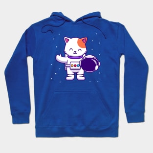 Cute Astronaut Cat Holding Helmet Hoodie